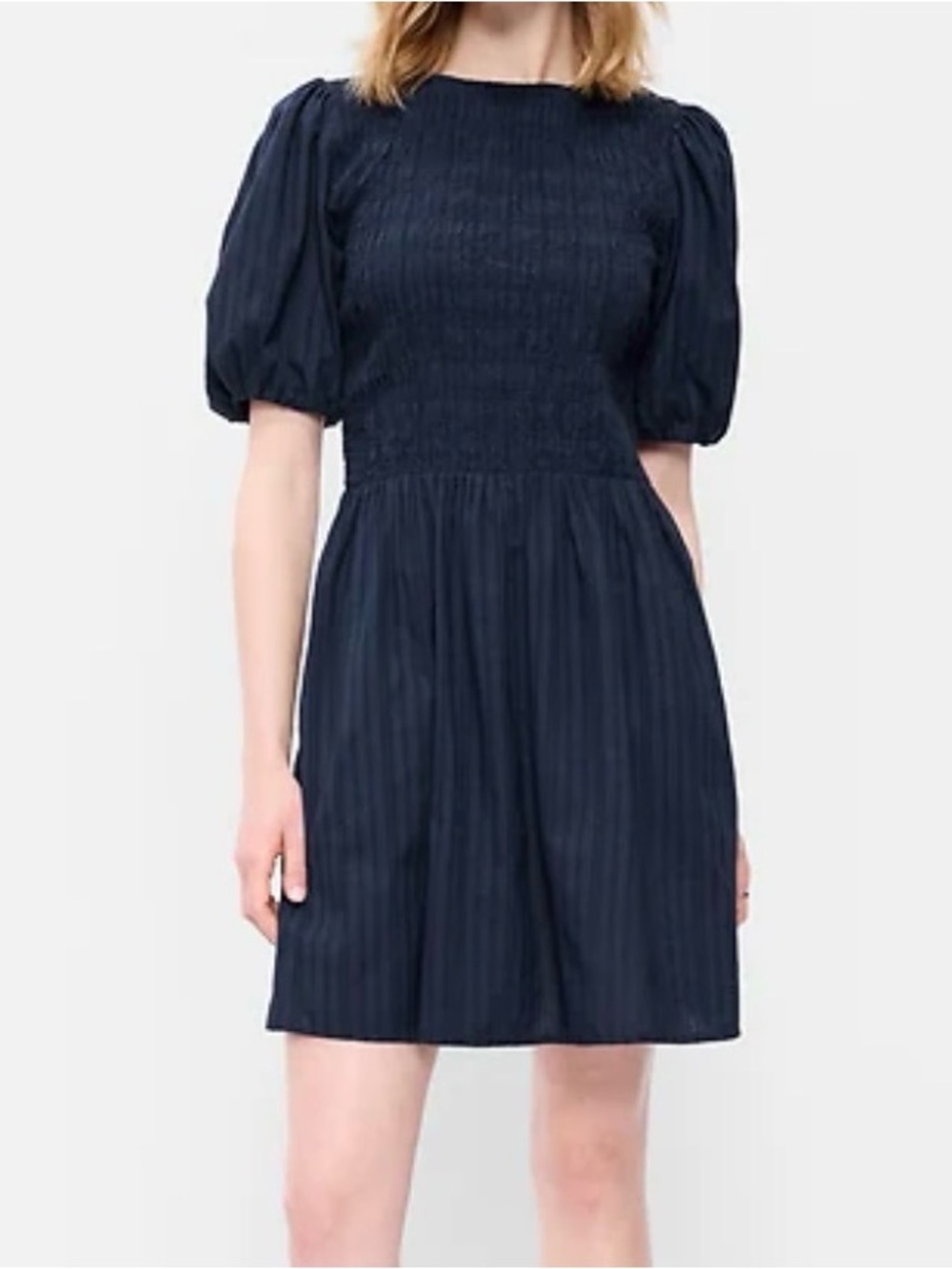 Old Navy Navy Puff-Sleeve Smocked Mini Dress